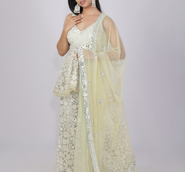 Pista Pearl & Mirror Embroidered Palazzo set