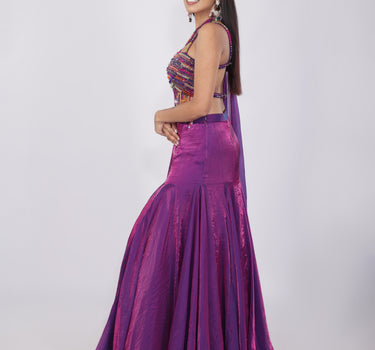 Purple Dual tone Lehenga Set