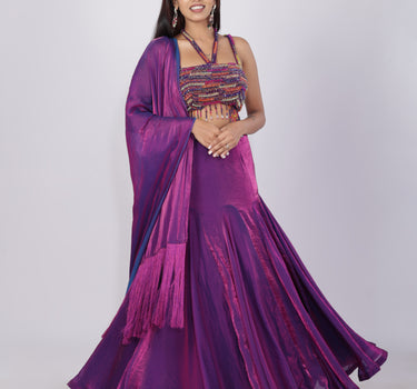 Purple Dual tone Lehenga Set