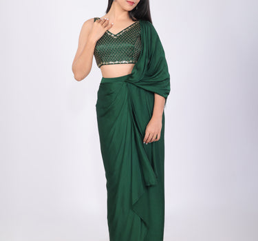 Drape Skirt with Hand Embroidered blouse