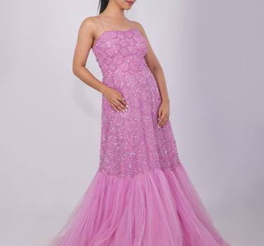 Lilac Hand Embroidered Fish Scale Gown