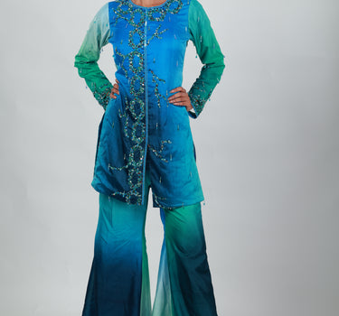 Blue Atoll Honeycomb Kurti Set