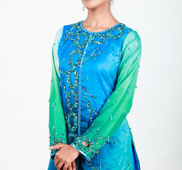 Blue Atoll Honeycomb Kurti Set