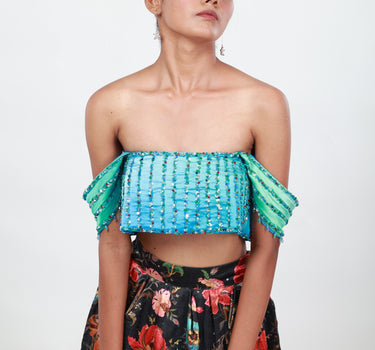 Botanical Tier Skirt Paired with Hand Embroidered Top