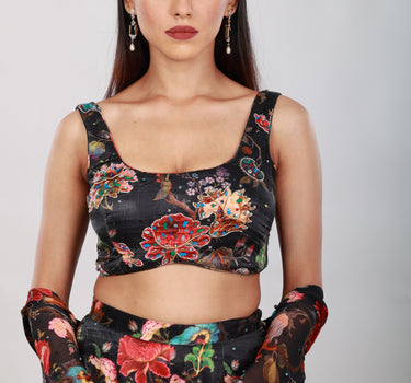 Botanical Printed Palazzo Set with Cape
